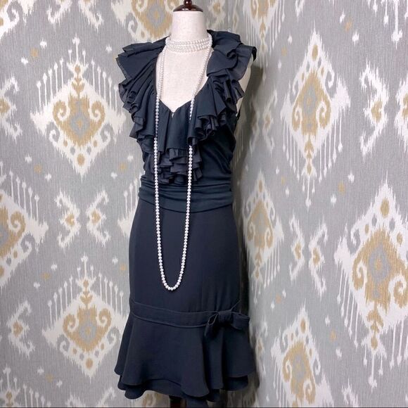 Ralph Lauren Vintage 2000 Collection Black Crepe Ruffle Bow Hem Tulip Skirt - Picture 4 of 16